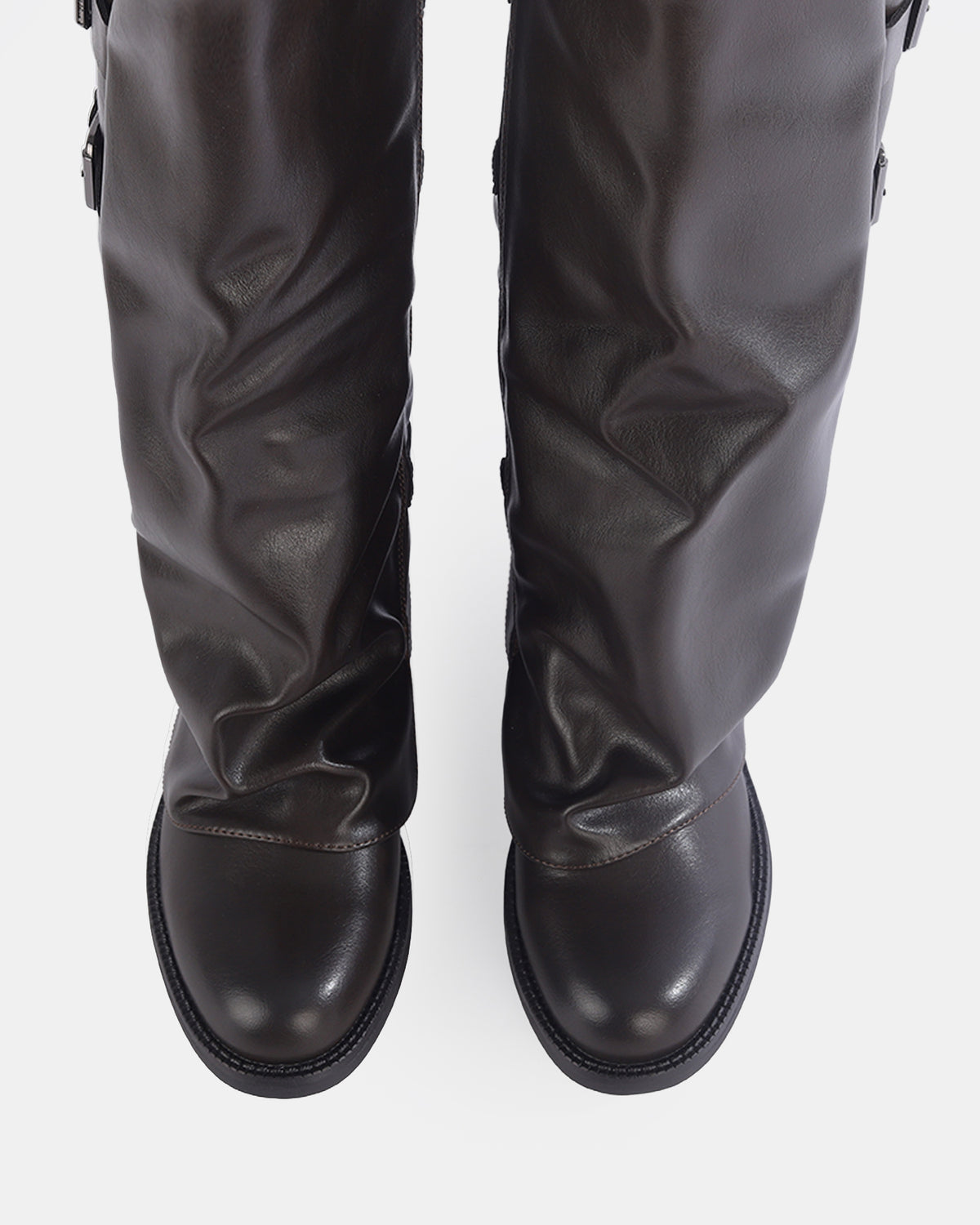 Botshy Women's Tall Buckle Fold-Over Boot Cafe