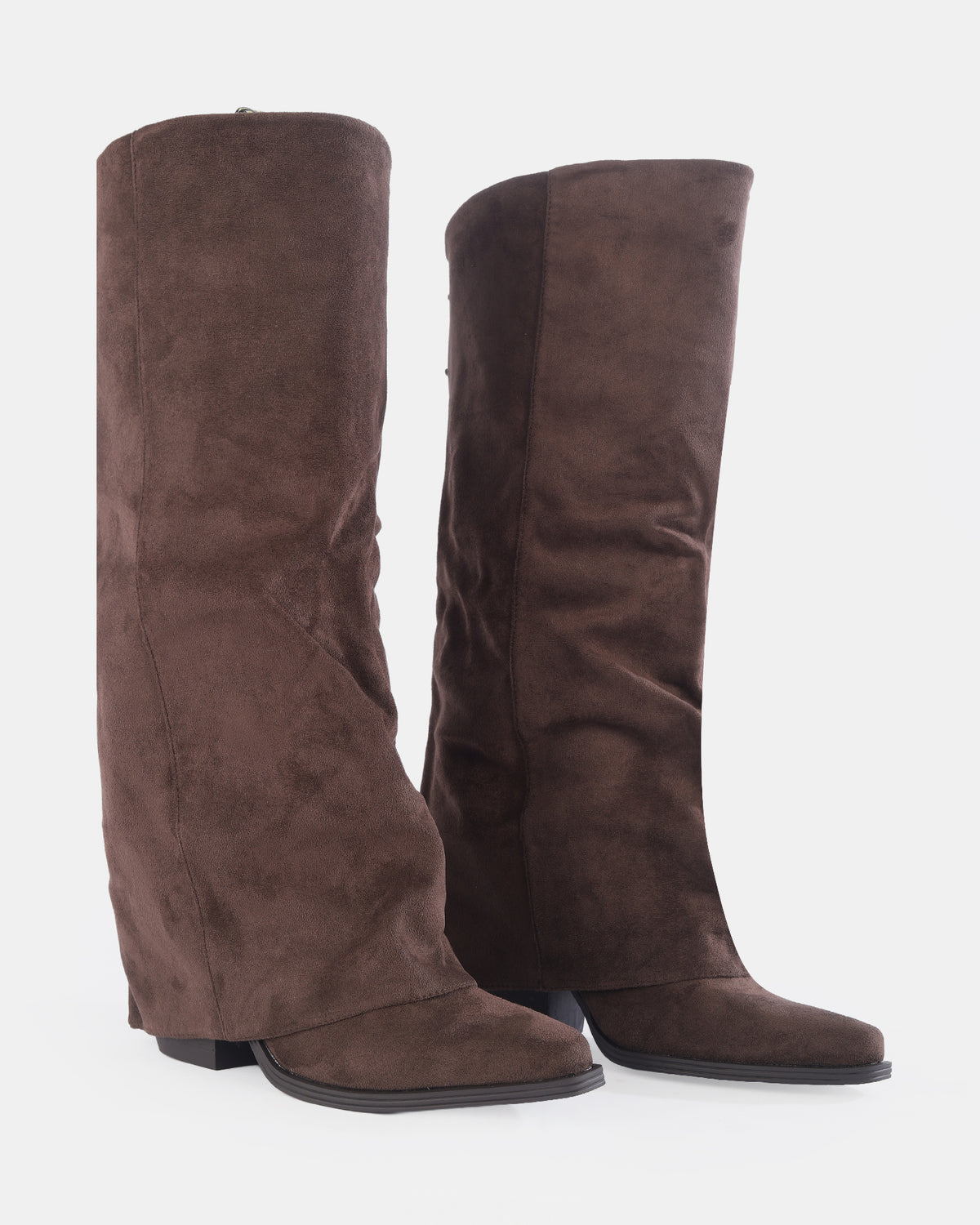 Botshy Women's Tall Suede Fold-Over Boot Cafe