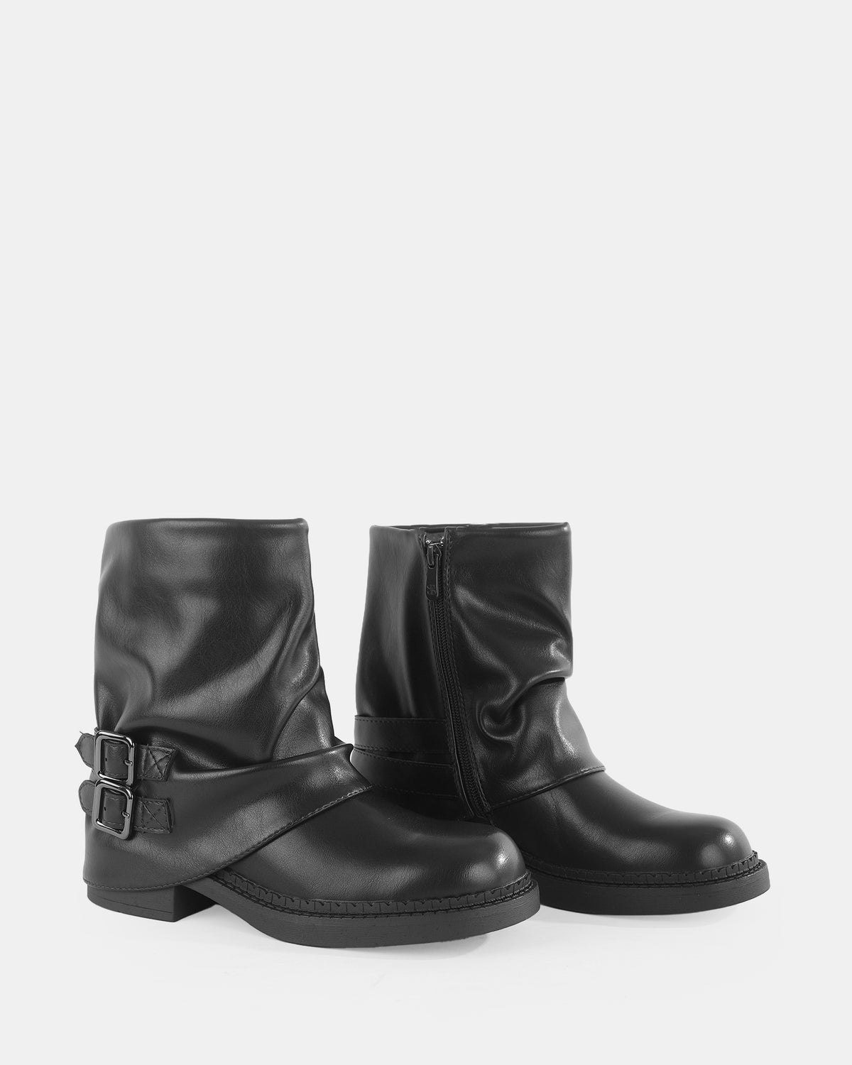 Botshy Women's Cuffed Buckle Ankle Boot Black