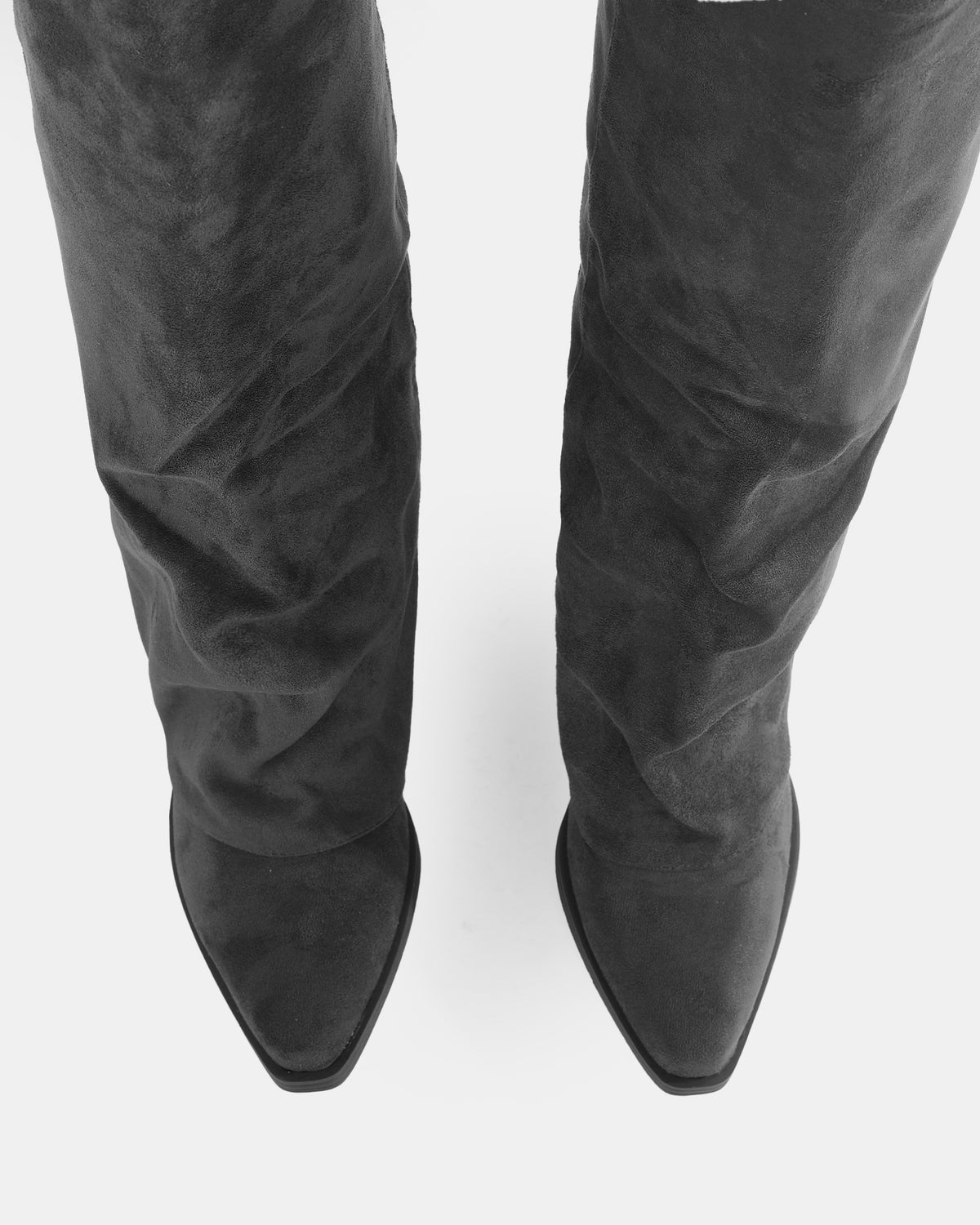 Botshy Women's Tall Suede Fold-Over Boot Black