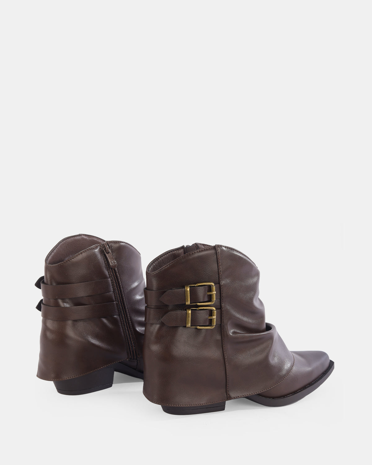 Botshy Women's Western Buckle Ankle Boot Cafe