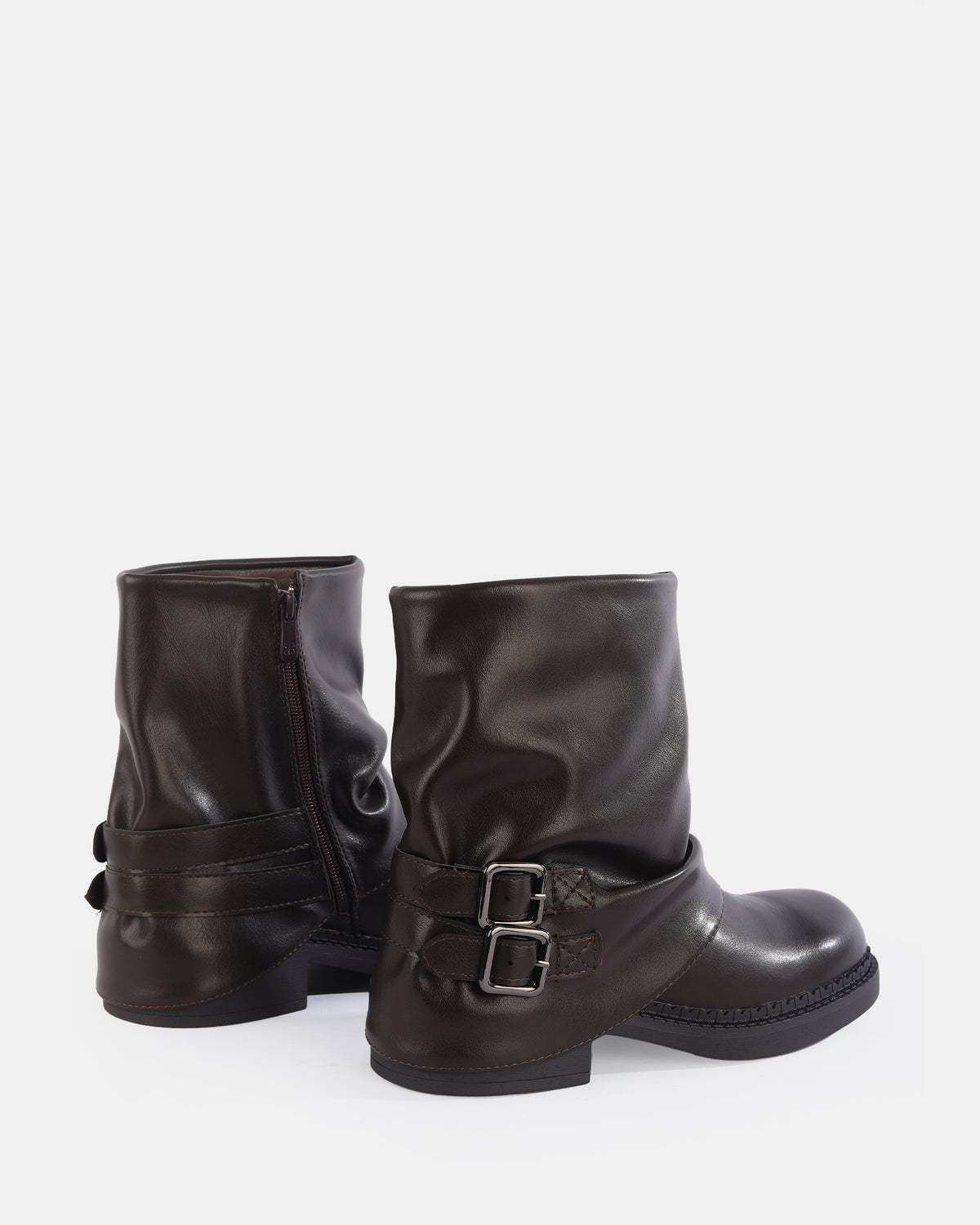 Botshy Women's Cuffed Buckle Ankle Boot Cafe