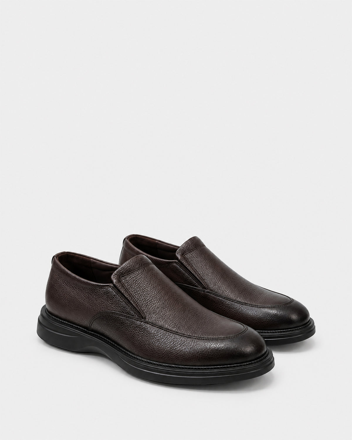Men's Leather Moc-Toe Slip-On – Black & Brown