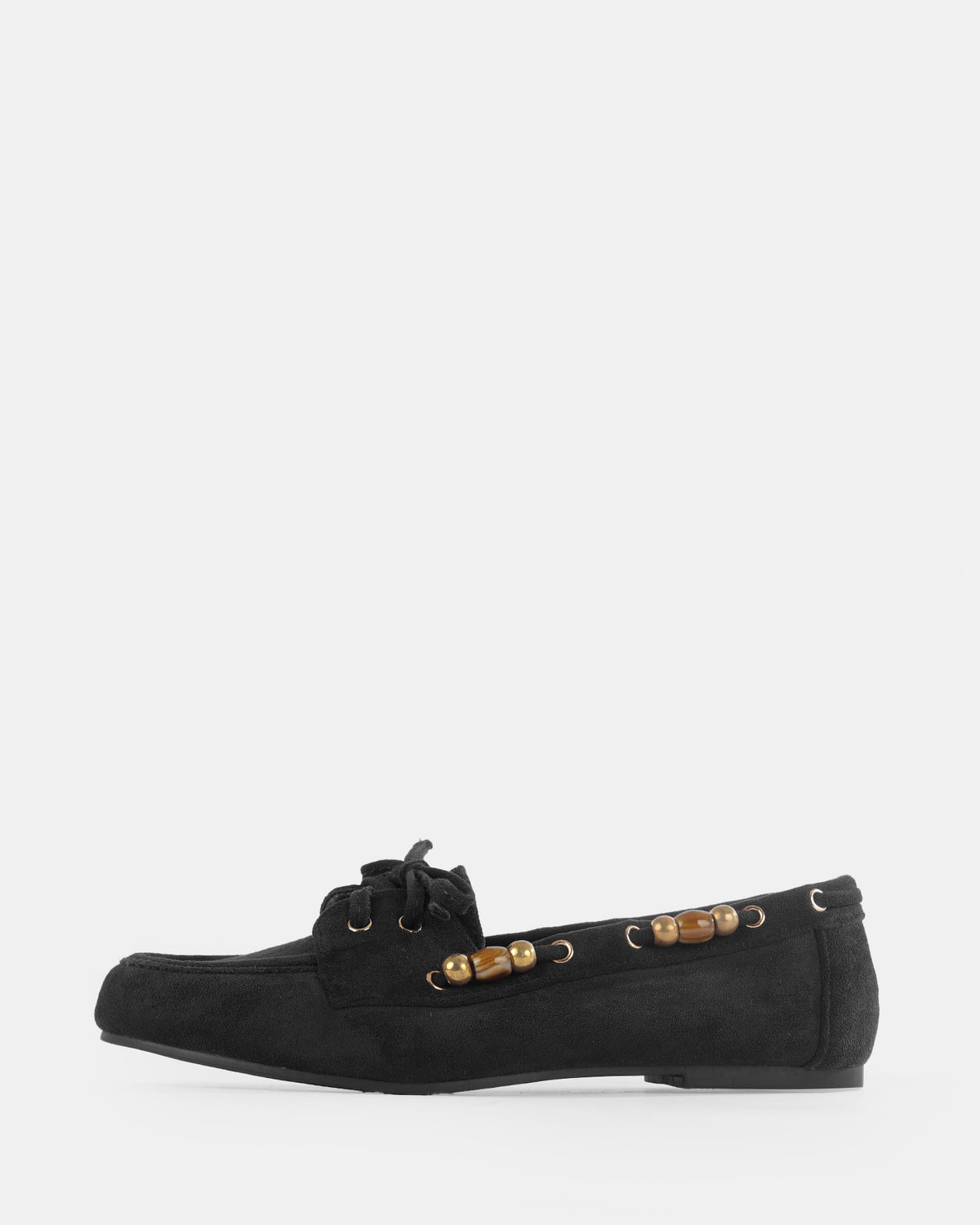 Botshy Women's Beaded Boat Shoe Loafer Black