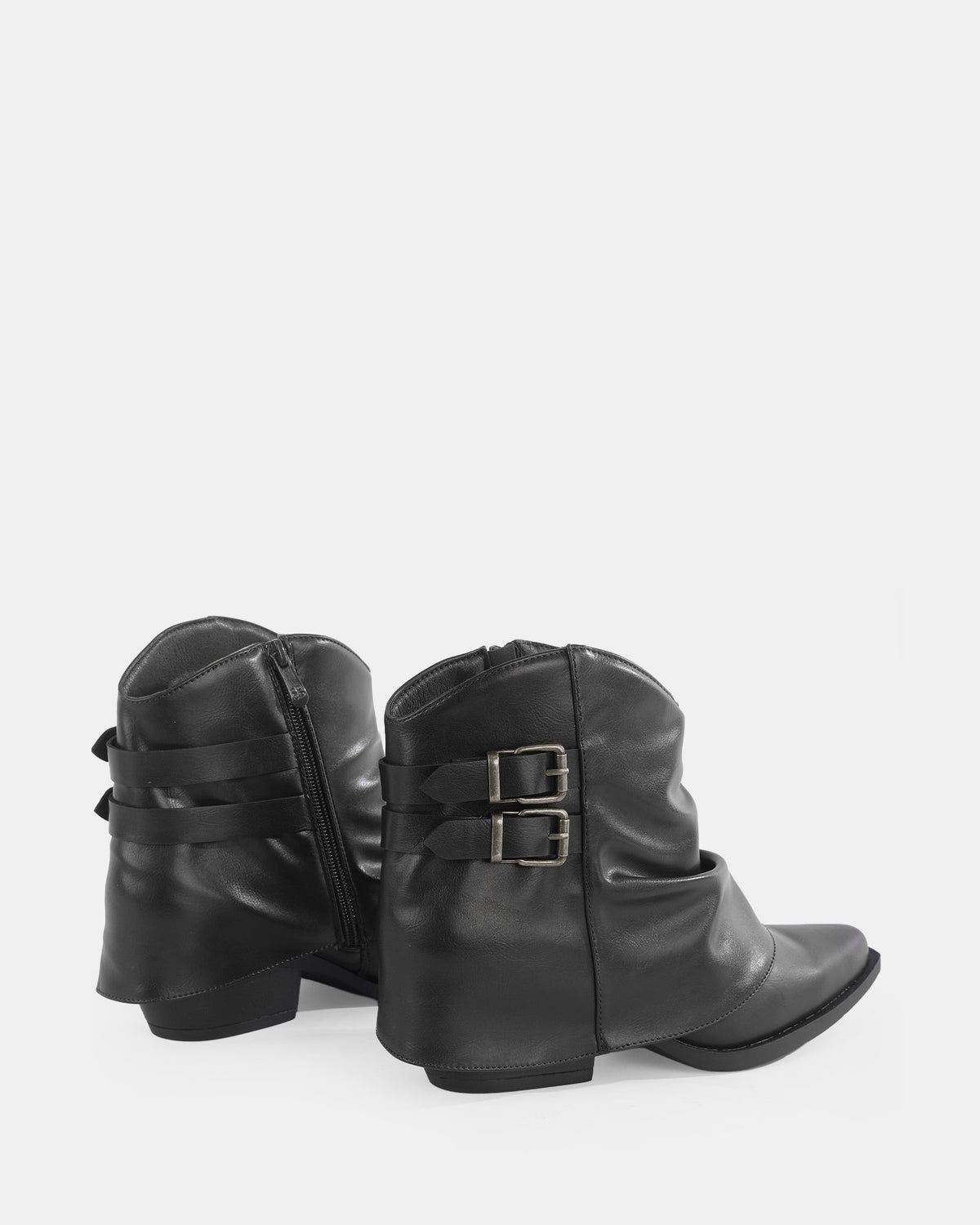 Botshy Women's Western Buckle Ankle Boot Black