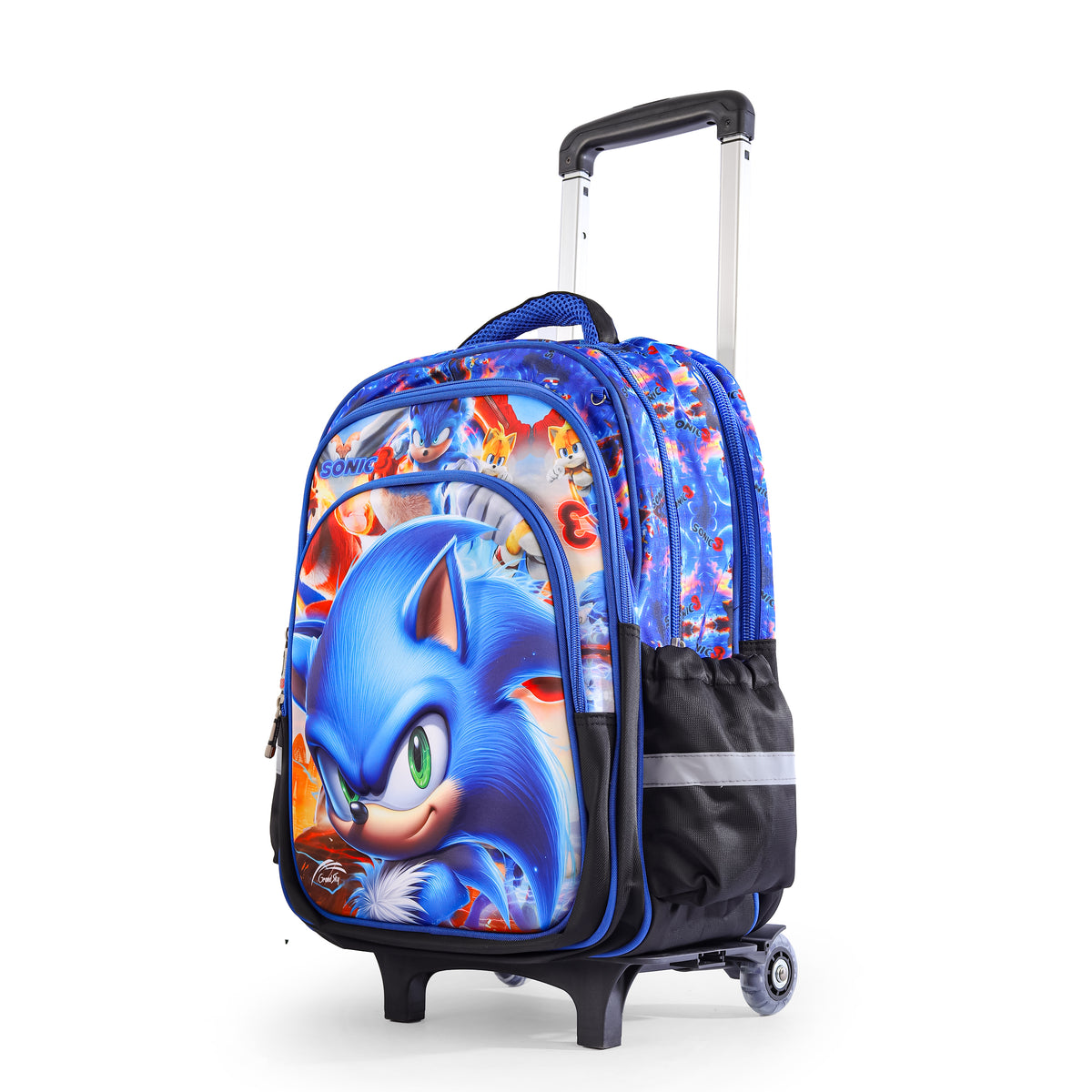 Grand Sky Sonic the Hedgehog kids' trolley backpack with wheels, blue