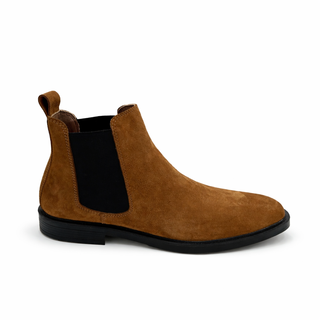 Heritage men's suede Chelsea ankle boots in havan brown