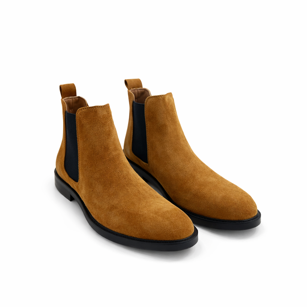 Heritage men's suede Chelsea ankle boots in havan brown