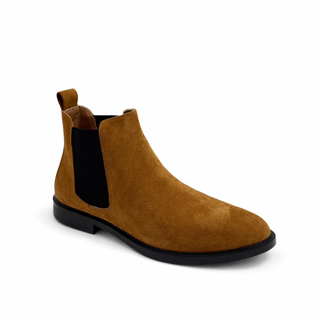 Heritage men's suede Chelsea ankle boots in havan brown