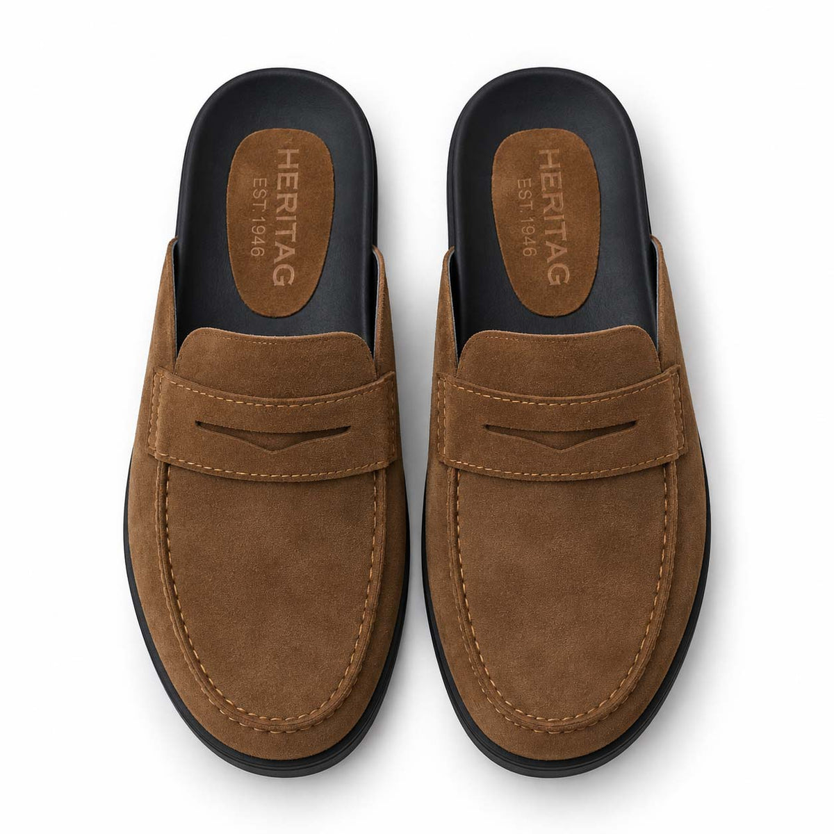 Heritage suede backless loafer mules