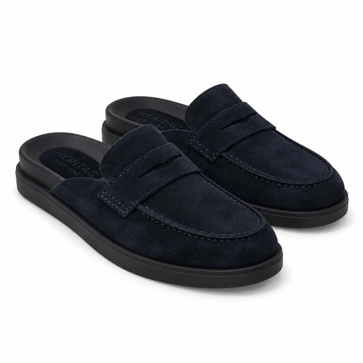Heritage suede backless loafer mules