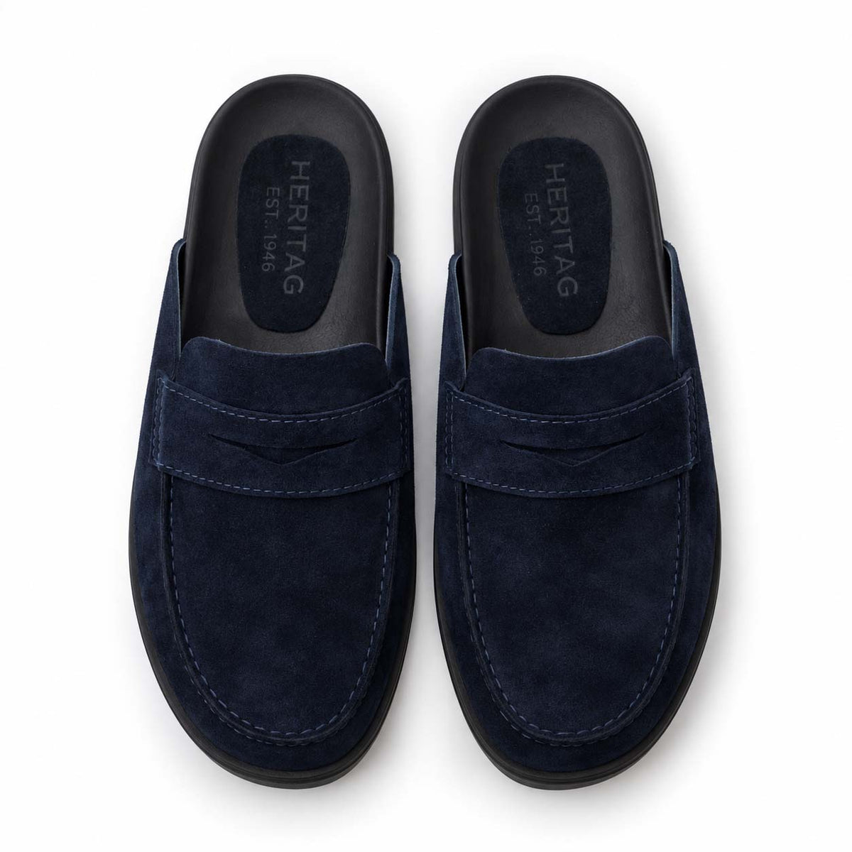 Heritage suede backless loafer mules