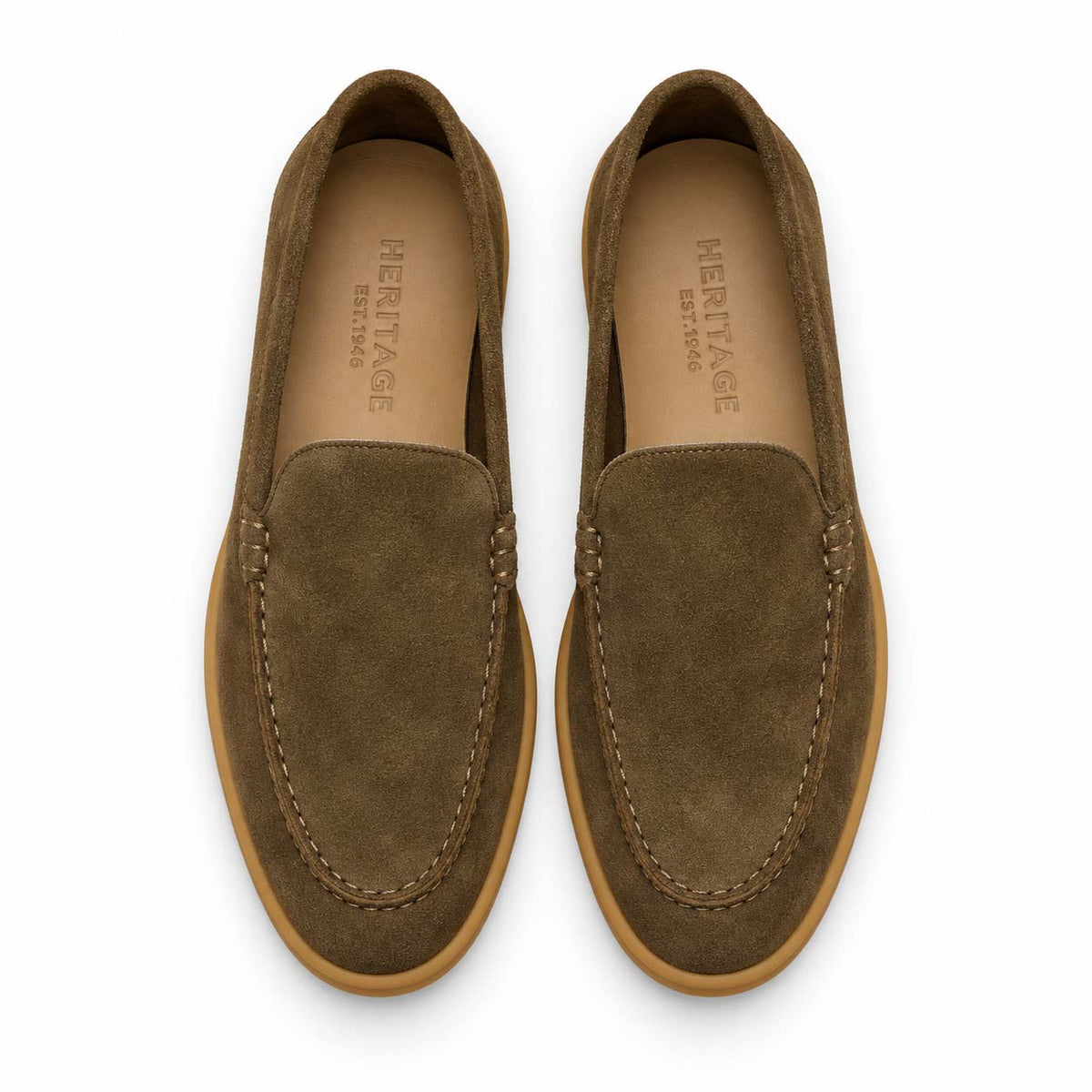 Lotfy men's casual suede shoe in olive, 100151-314