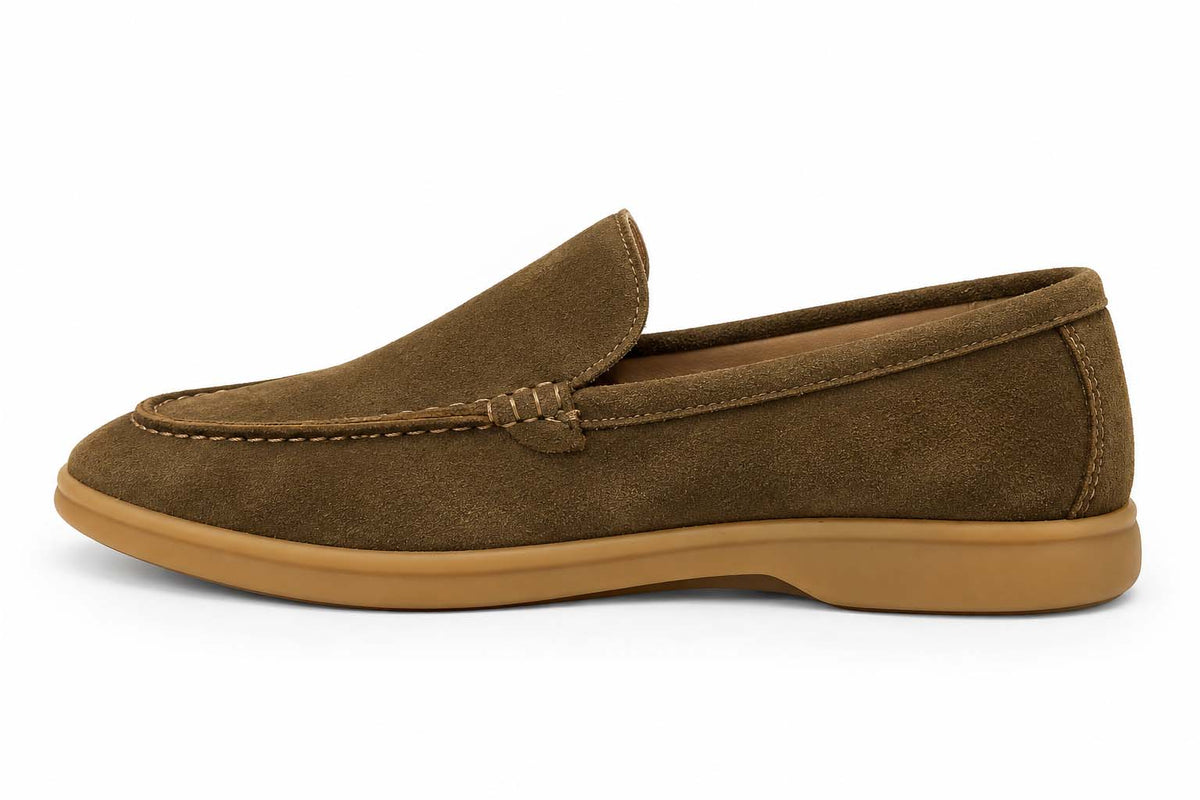 Lotfy men's casual suede shoe in olive, 100151-314