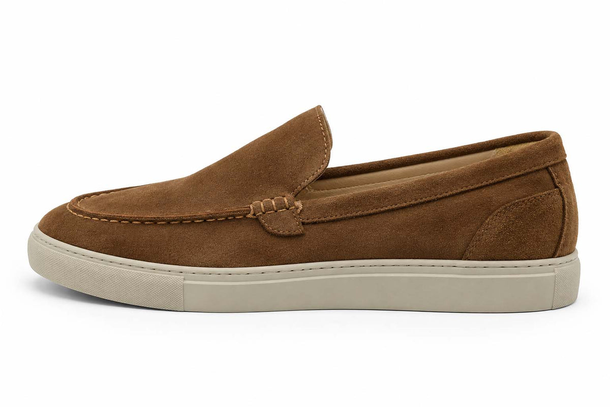 Lotfy men's suede slip-on sneakers in havana brown, 97051-GM76502