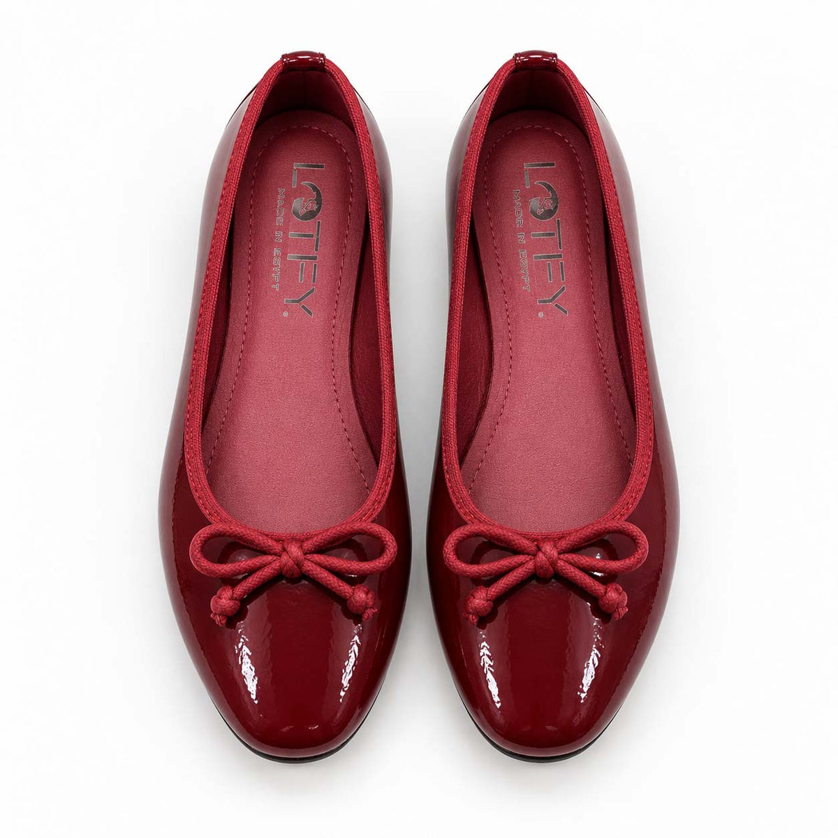 Lotfy women's patent ballet flat in burgundy, 99941-BG6
