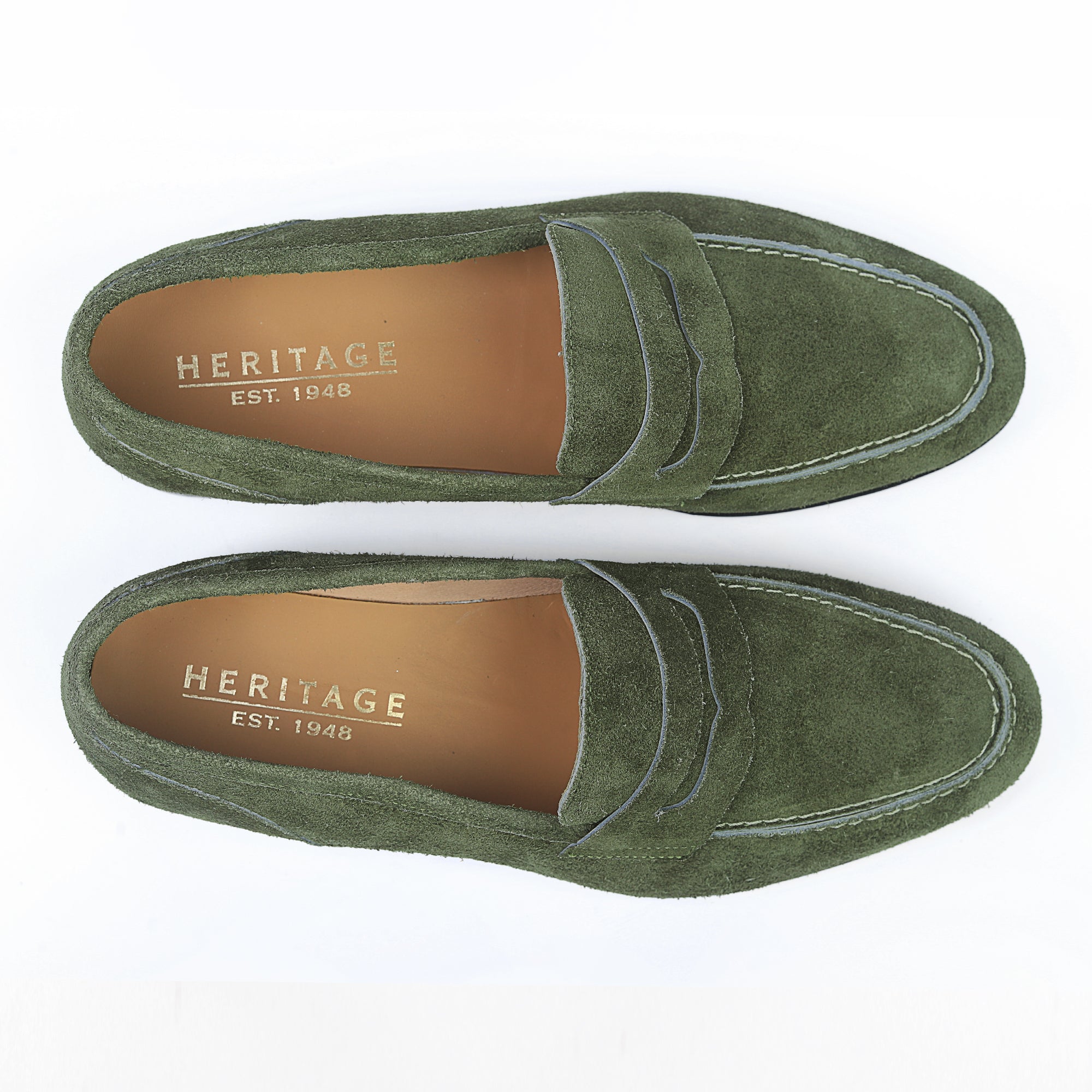 Heritage Olive Suede Flat Loafers For Men 1208703