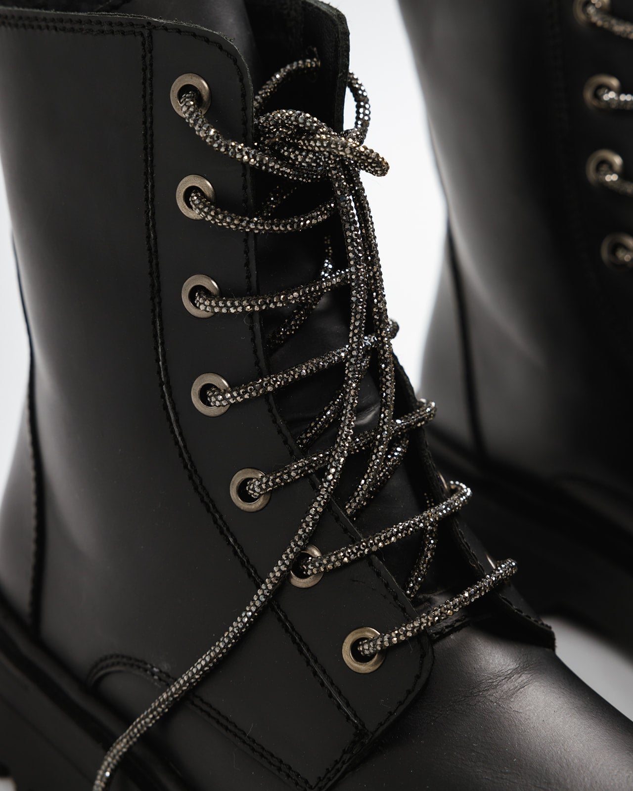 Iggy Genuine Leather & Diamante Laces Boot