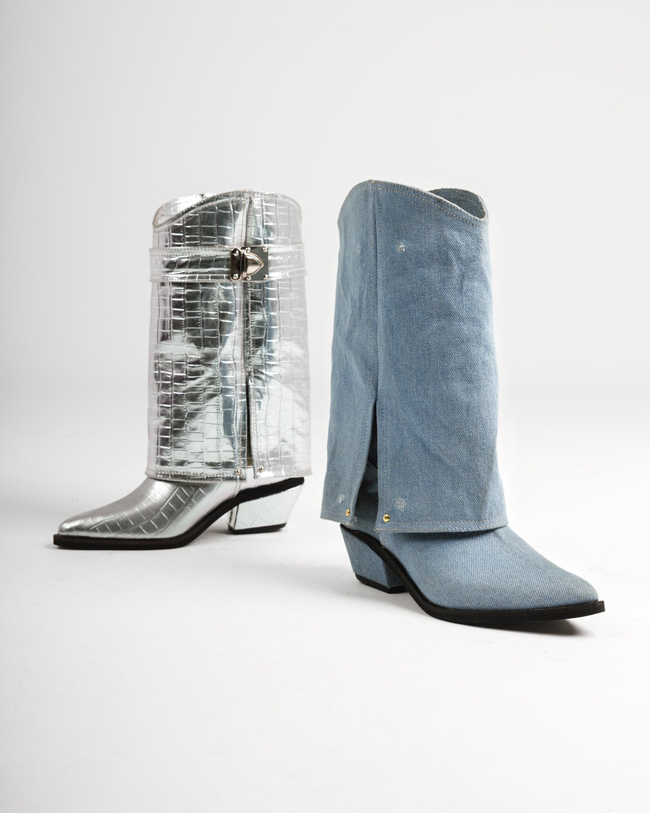 The Texas Boot in Silver Croc
