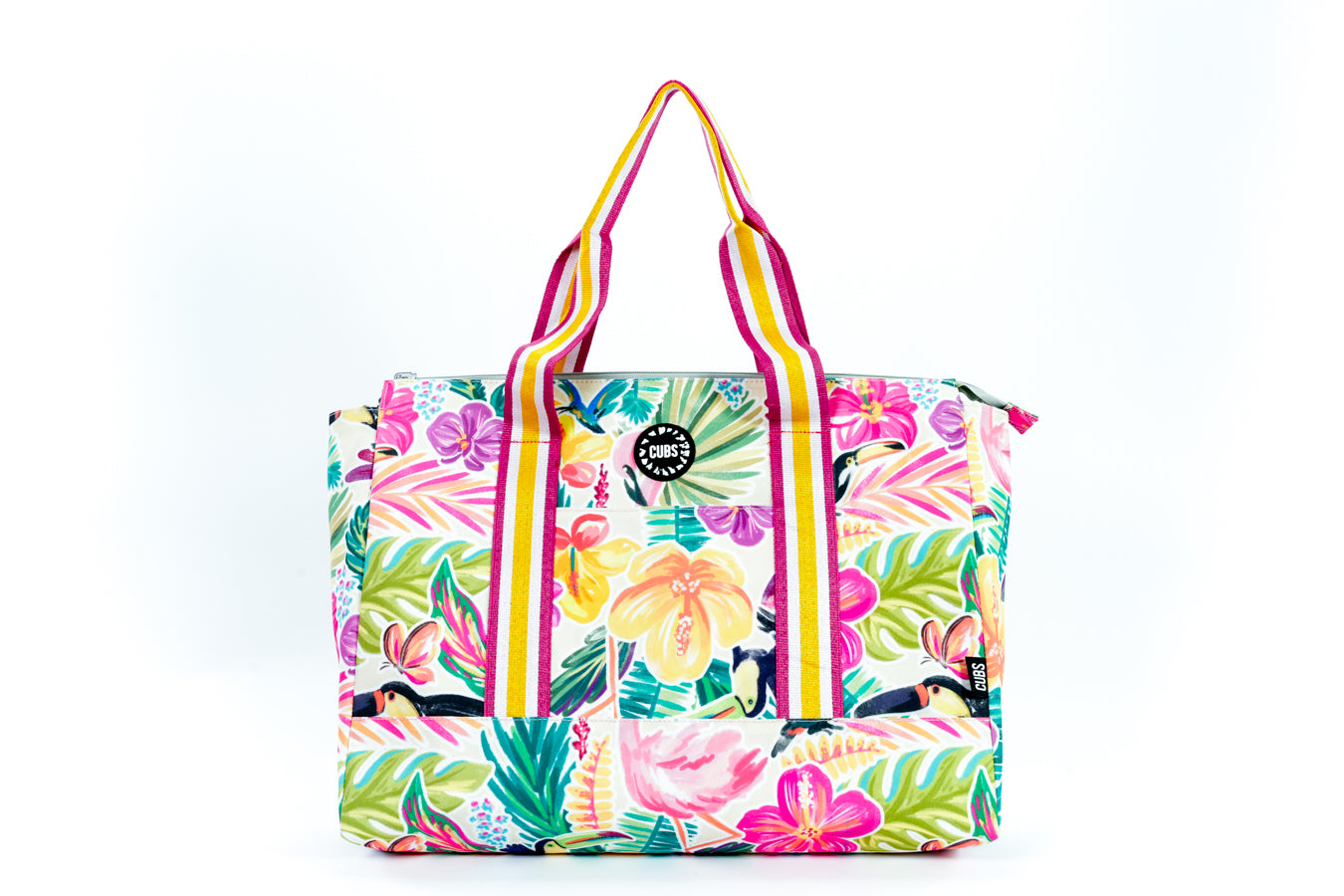 Tropical Flowers and Flamingos women tote bag