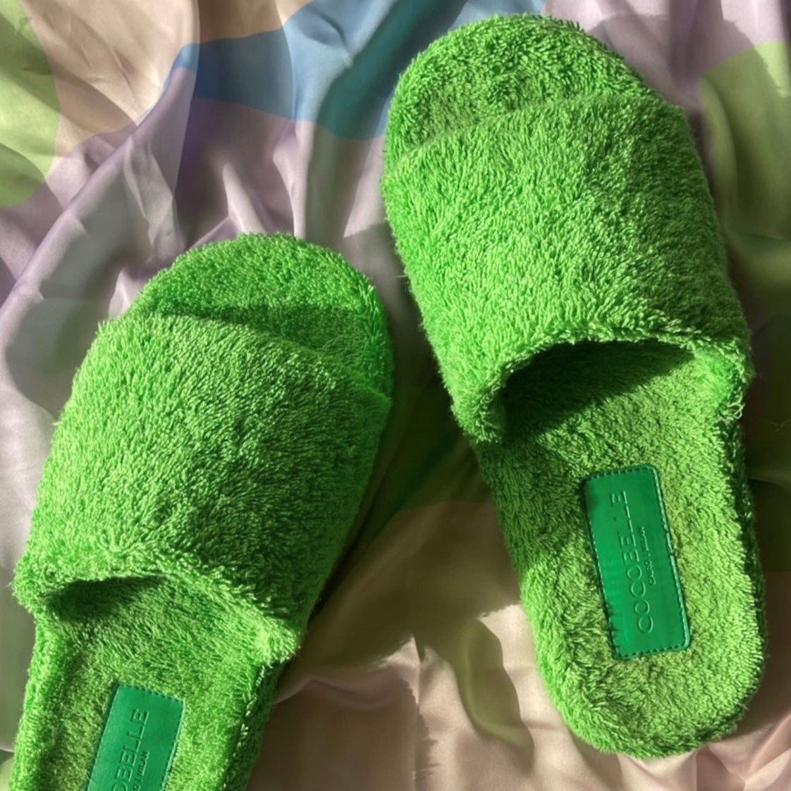 Terry Towel Slides in So Green