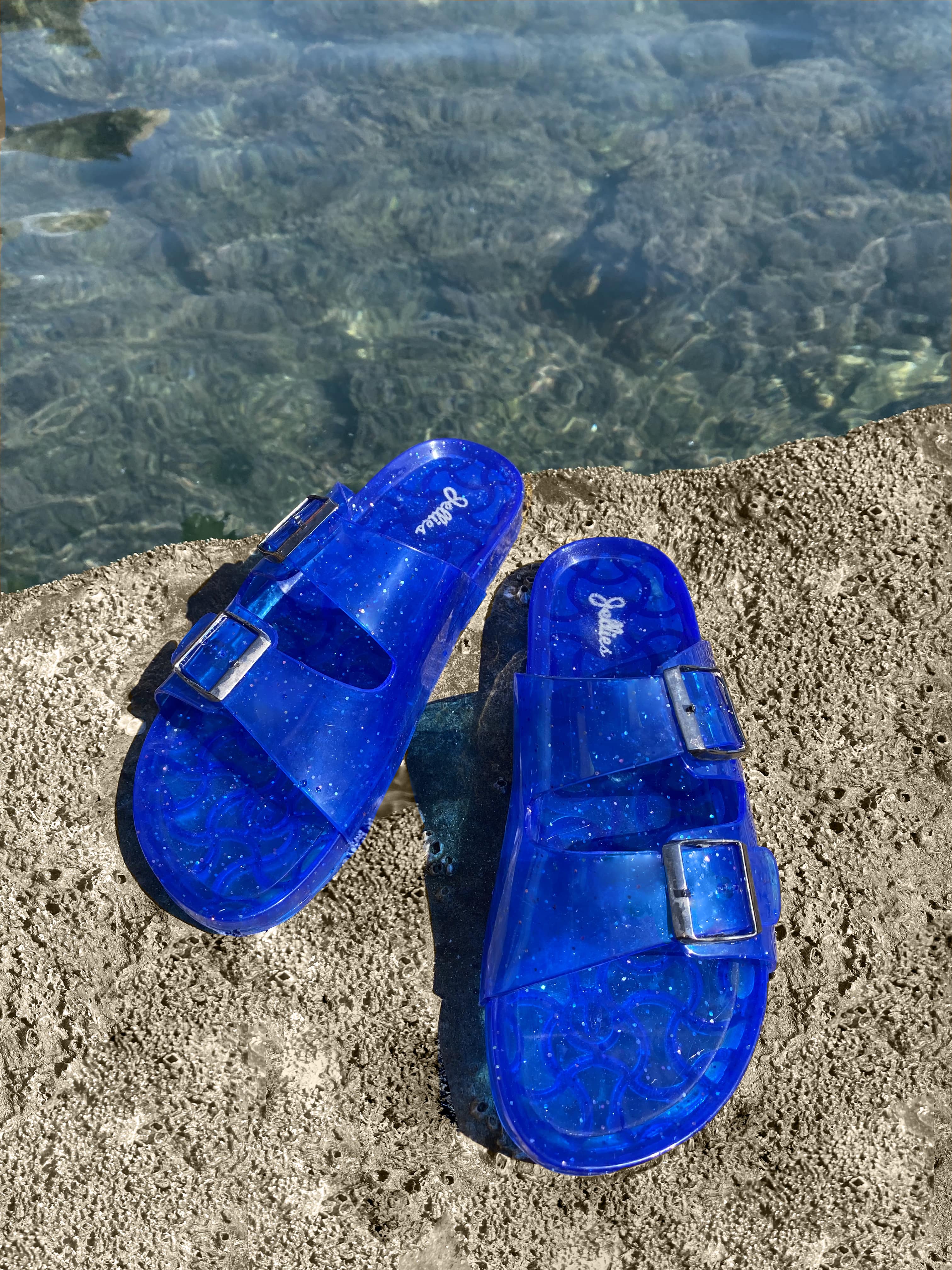 Jellies Jelly Flat Slides In Bright Blue