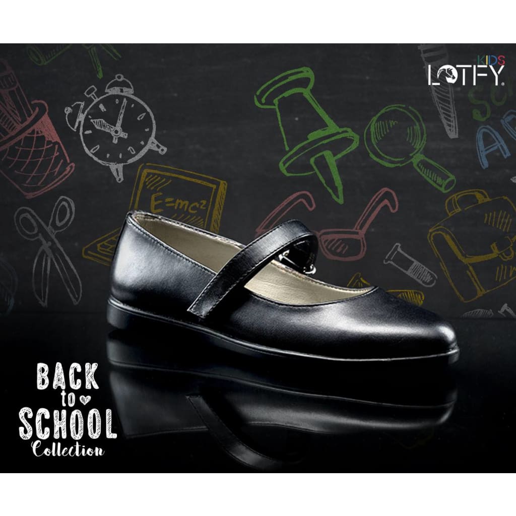 Lotfy Girls Black In School Shoes